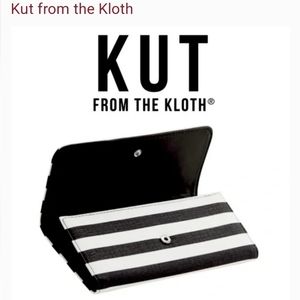 Kut from the kloth black and white striped wallet with Dust Bag